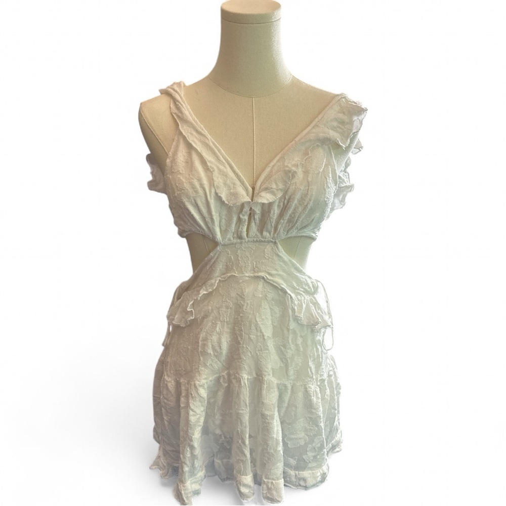 Karina Grimaldi, Jacquard Marigold White Mini Dress, Size XS | 1665 - Picture 7 of 7